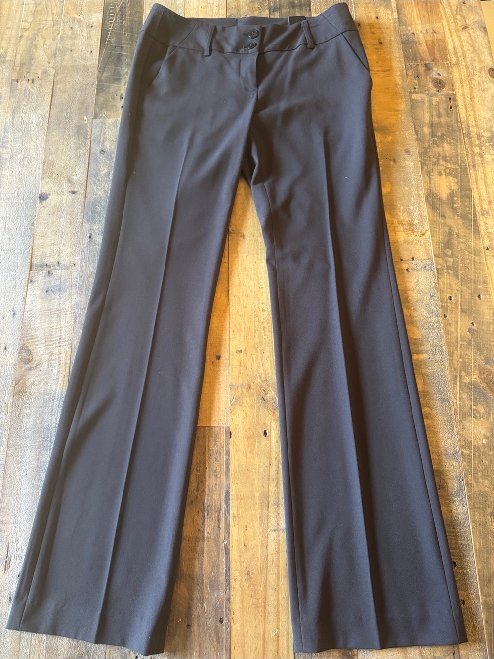 Contemporary Straight Leg Dark Brown Dress Pants for Women -low rise
